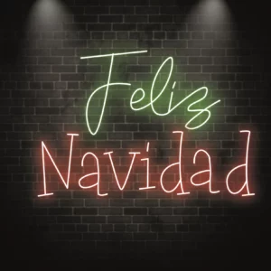 Cartel luminoso neón feliz Navidad personalizado