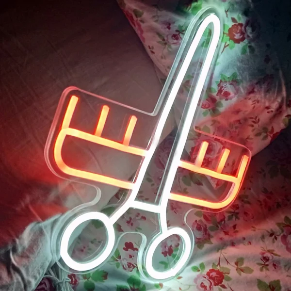Neón-led personalizado tijeras y peine peluquería - Imagen 2