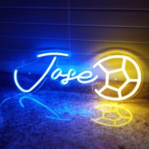 Letrero neón led personalizado nombre pelota fútbol