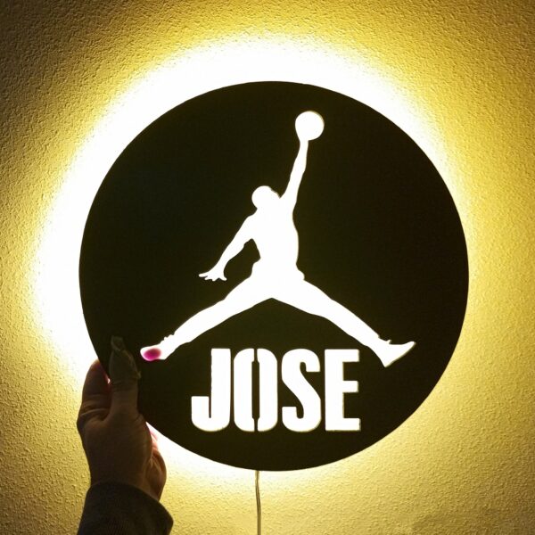Cartel neón-led nombre jugador baloncesto
