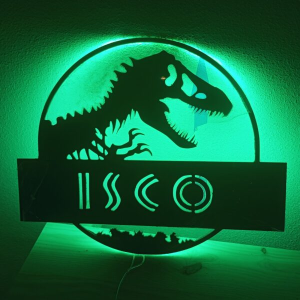 Placa neón-led nombre personalizado dinosaurio estilo Parque Jurásico - Imagen 9
