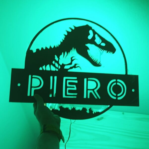Placa neón-led nombre personalizado dinosaurio estilo Parque Jurásico - Imagen 8