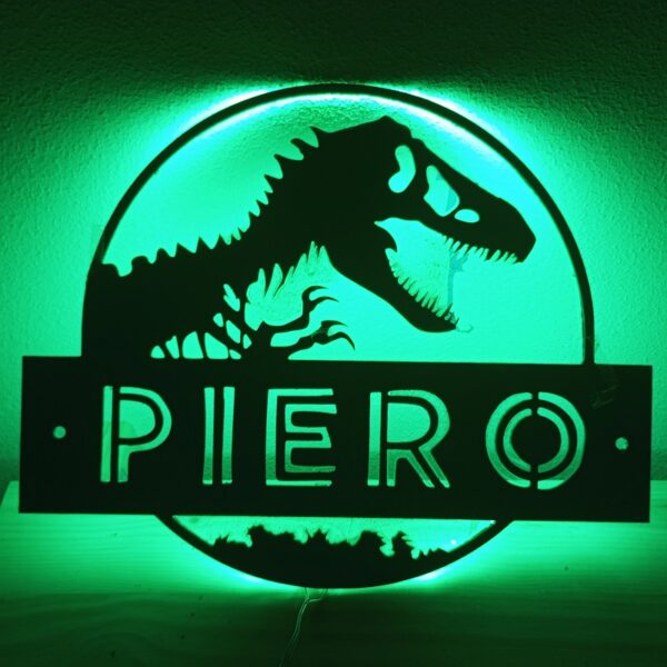 Placa neón-led nombre personalizado dinosaurio estilo Parque Jurásico - Imagen 4