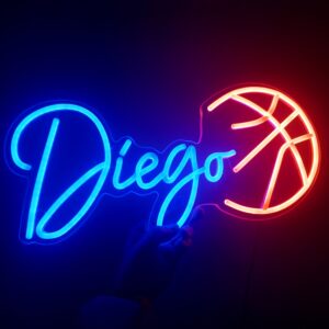 Letrero neón led personalizado nombre pelota Baloncesto