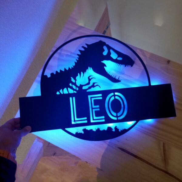 Placa neón-led nombre personalizado dinosaurio estilo Parque Jurásico - Imagen 11