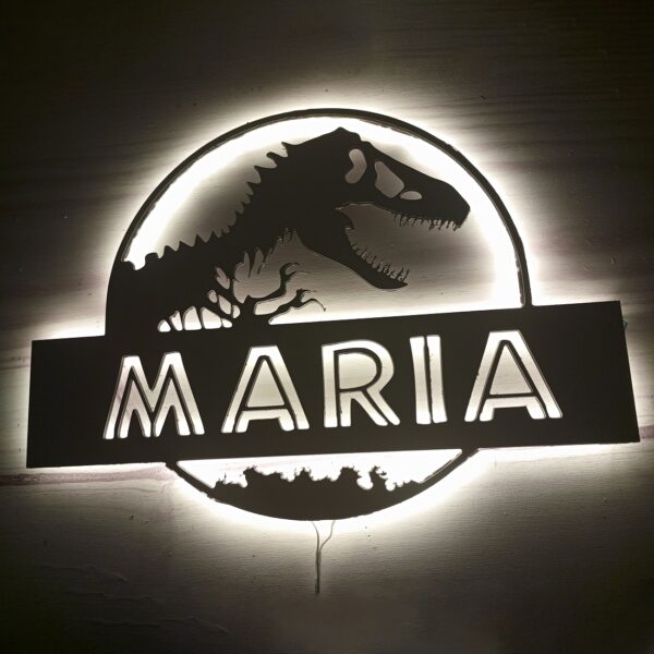 Placa neón-led nombre personalizado dinosaurio estilo Parque Jurásico - Imagen 7