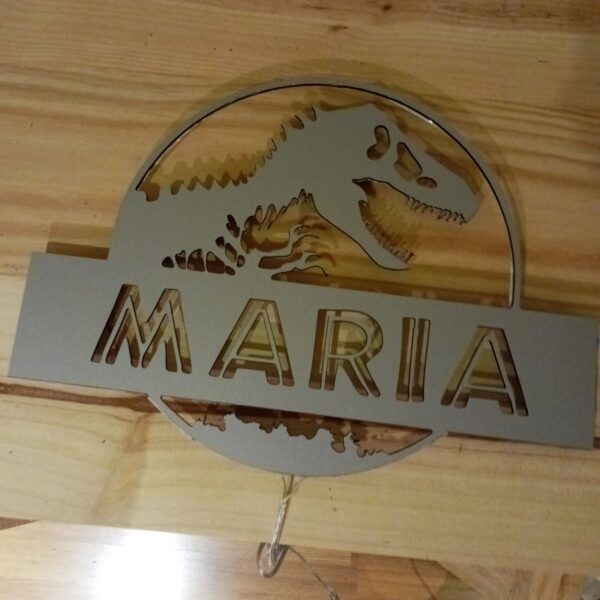 Placa neón-led nombre personalizado dinosaurio estilo Parque Jurásico - Imagen 5