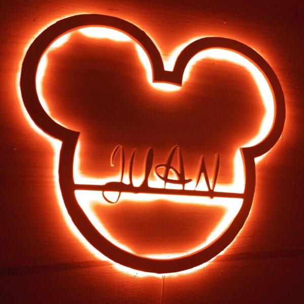 Placa neón-led nombre personalizado orejas Mickey Mouse - Imagen 5