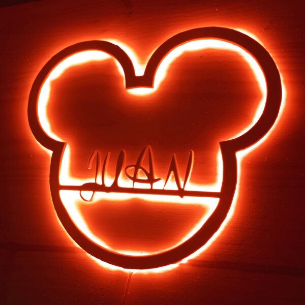 Placa neón-led nombre personalizado orejas Mickey Mouse - Imagen 3