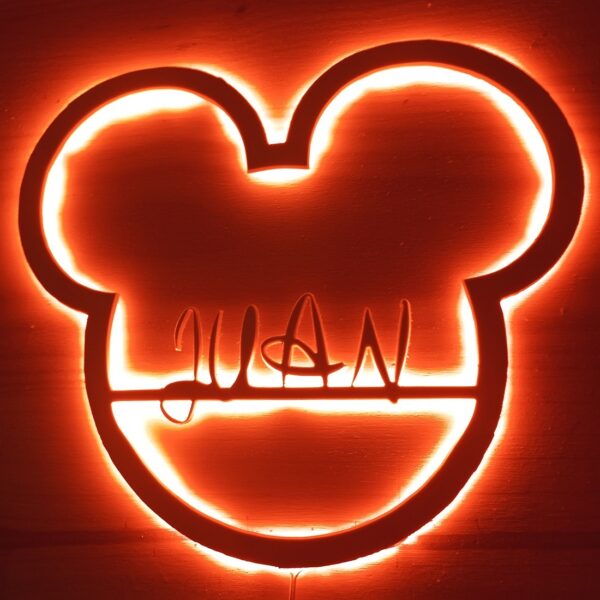 Placa neón-led nombre personalizado orejas Mickey Mouse - Imagen 2