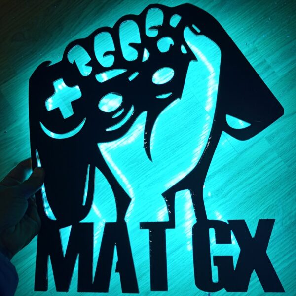 Placa neón-led Gamers mando mano con nombre personalizado