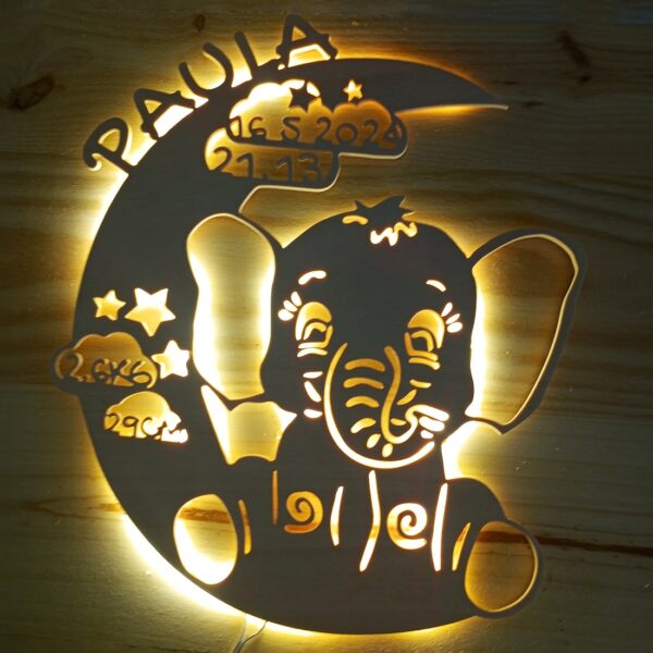Cartel neón-led personalizado bebé madera
