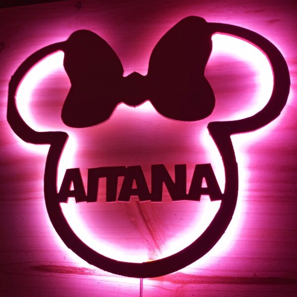 Placa neón-led orejas Minnie con nombre personalizado - Imagen 5
