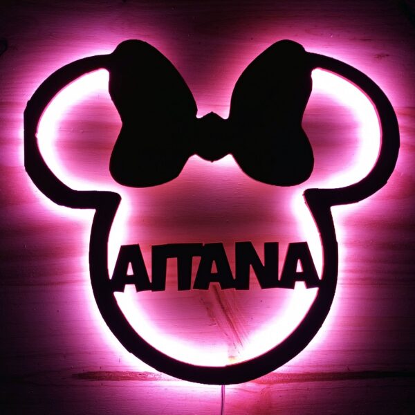 Placa neón-led orejas Minnie con nombre personalizado - Imagen 4