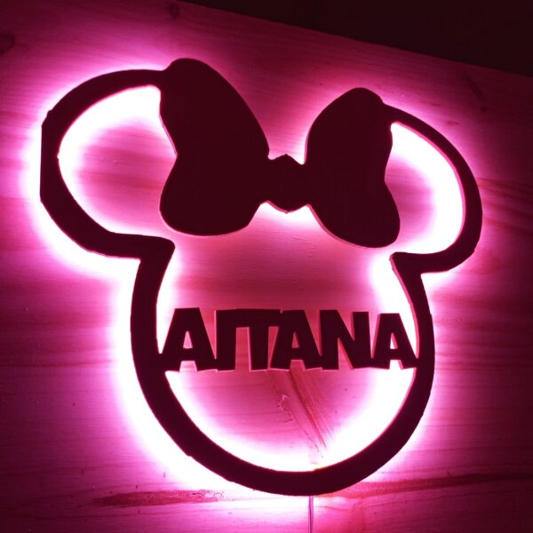 Placa neón-led orejas Minnie con nombre personalizado - Imagen 3