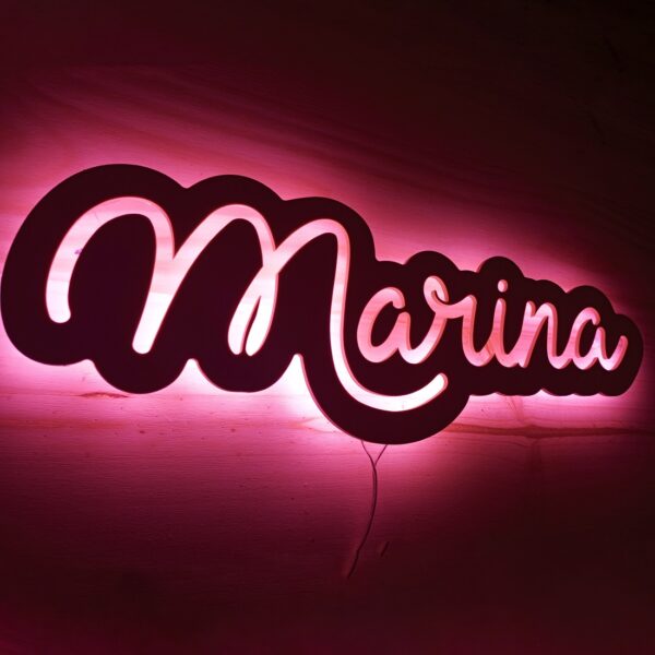 Cartel personalizado madera con nombre y luz trasera - Imagen 7