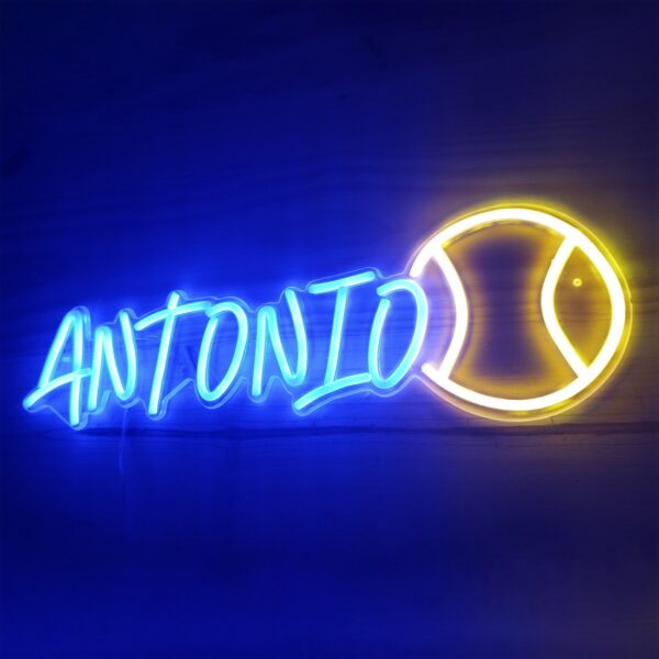 Letrero neón led personalizado nombre pelota Tenis