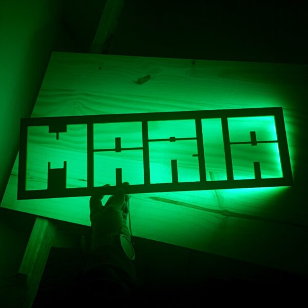 Cartel personalizado nombre Minecraft en madera con luz led neón - Imagen 2