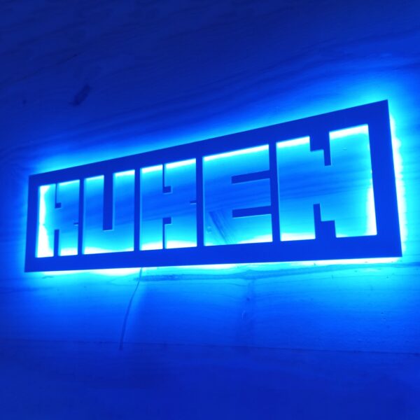 Cartel personalizado nombre Minecraft en madera con luz led neón - Imagen 3