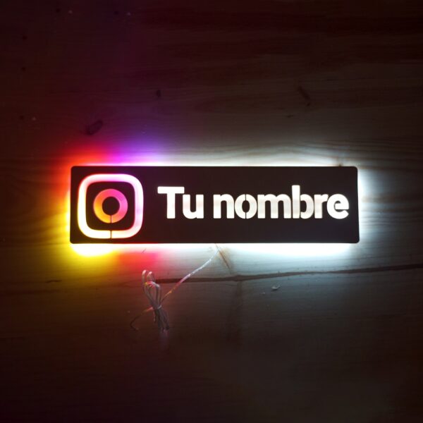 Cartel neon-led nombre usuario Instagram