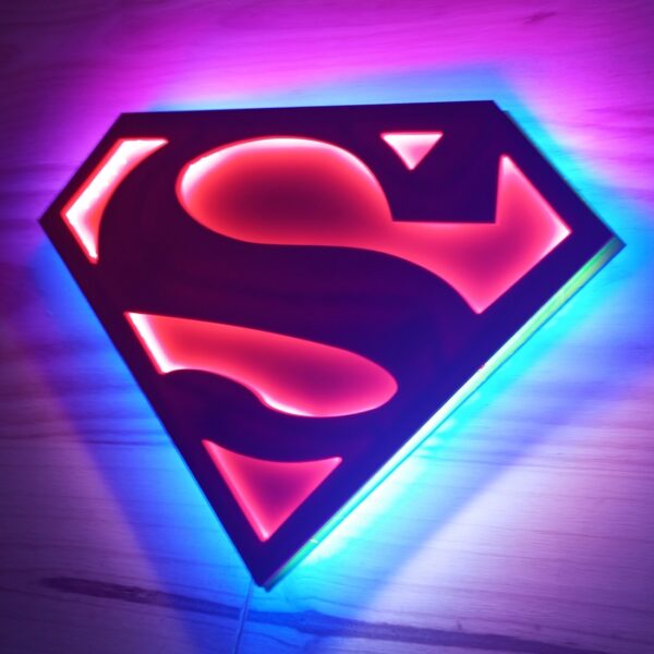 Cartel PVC impreso Superman iluminación led - Imagen 2