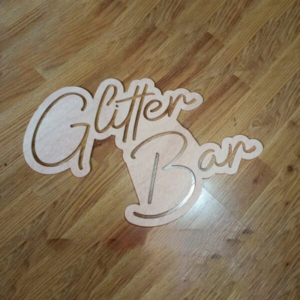 Cartel neon-led Glitter Bar sobre madera - Imagen 2