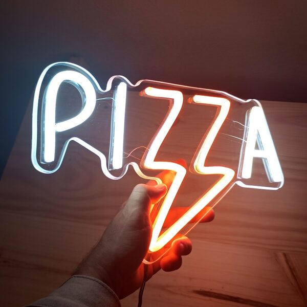 Cartel neón-led PIZZA para pizzerías forma de rayo - Imagen 2
