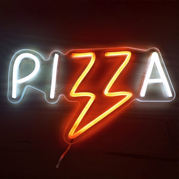 Cartel neón-led PIZZA para pizzerías forma de rayo - Imagen 4